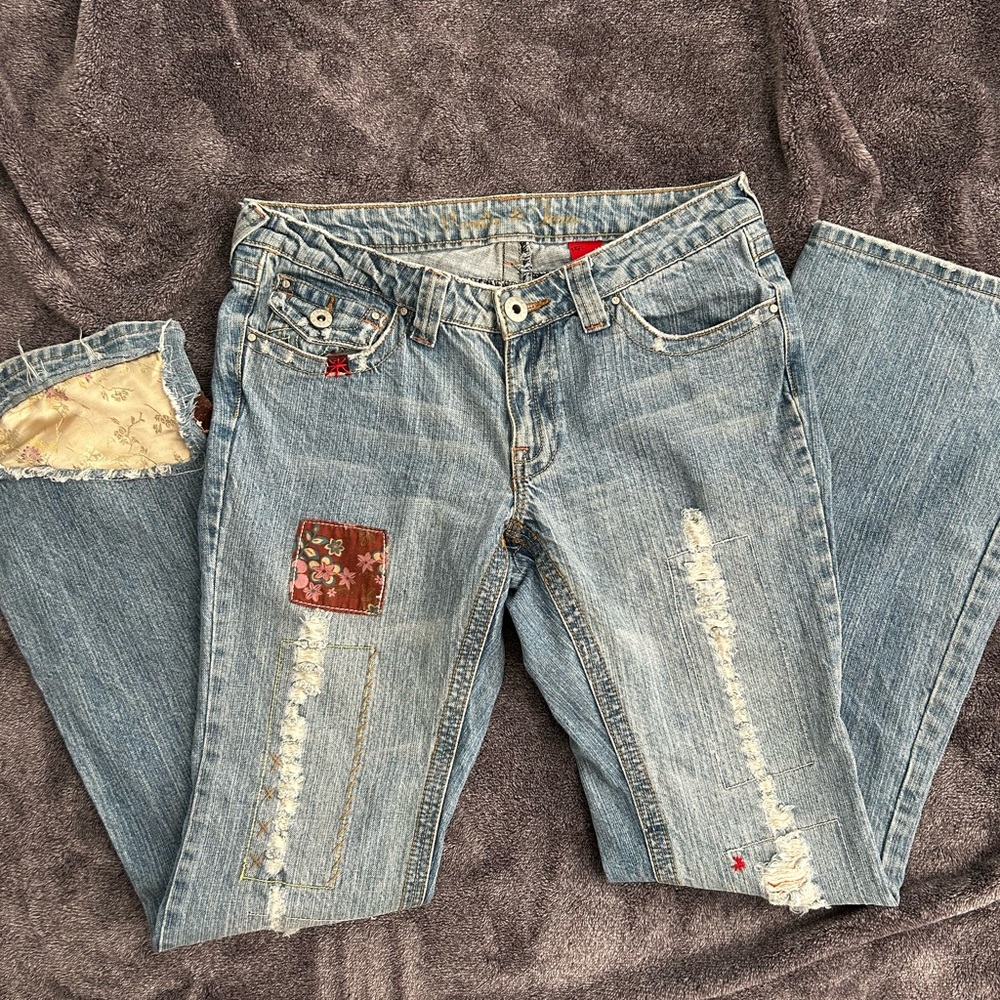 Y2K VTG vanilla Star patchwork jeans
